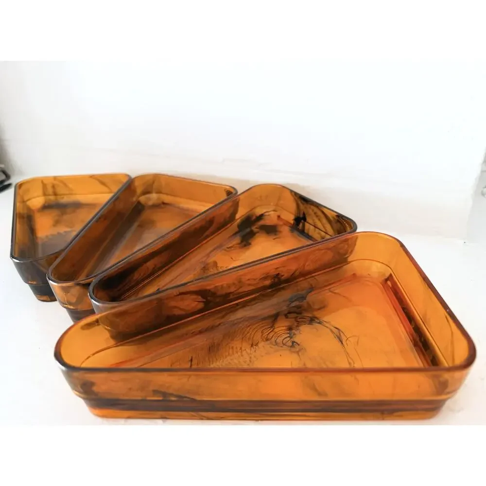 Rare 20-Pc Vintage 1970s Faux Tortoiseshell Lucite Entertaining Set